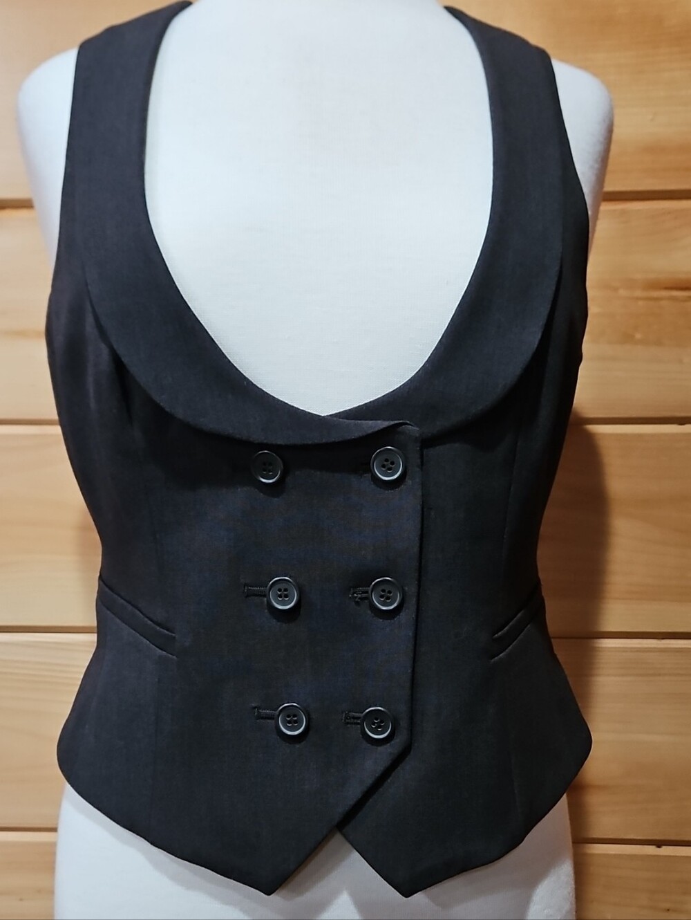 Classic Brown Double-Breasted Women's Vest Size 6